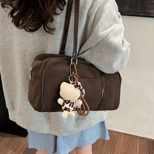 Casual Large Capaci Suede Bag Women 2026 New Autumn and Winter Retro Brown Commuter Shoulder Bag Pillow Bag Purses and Handbags
