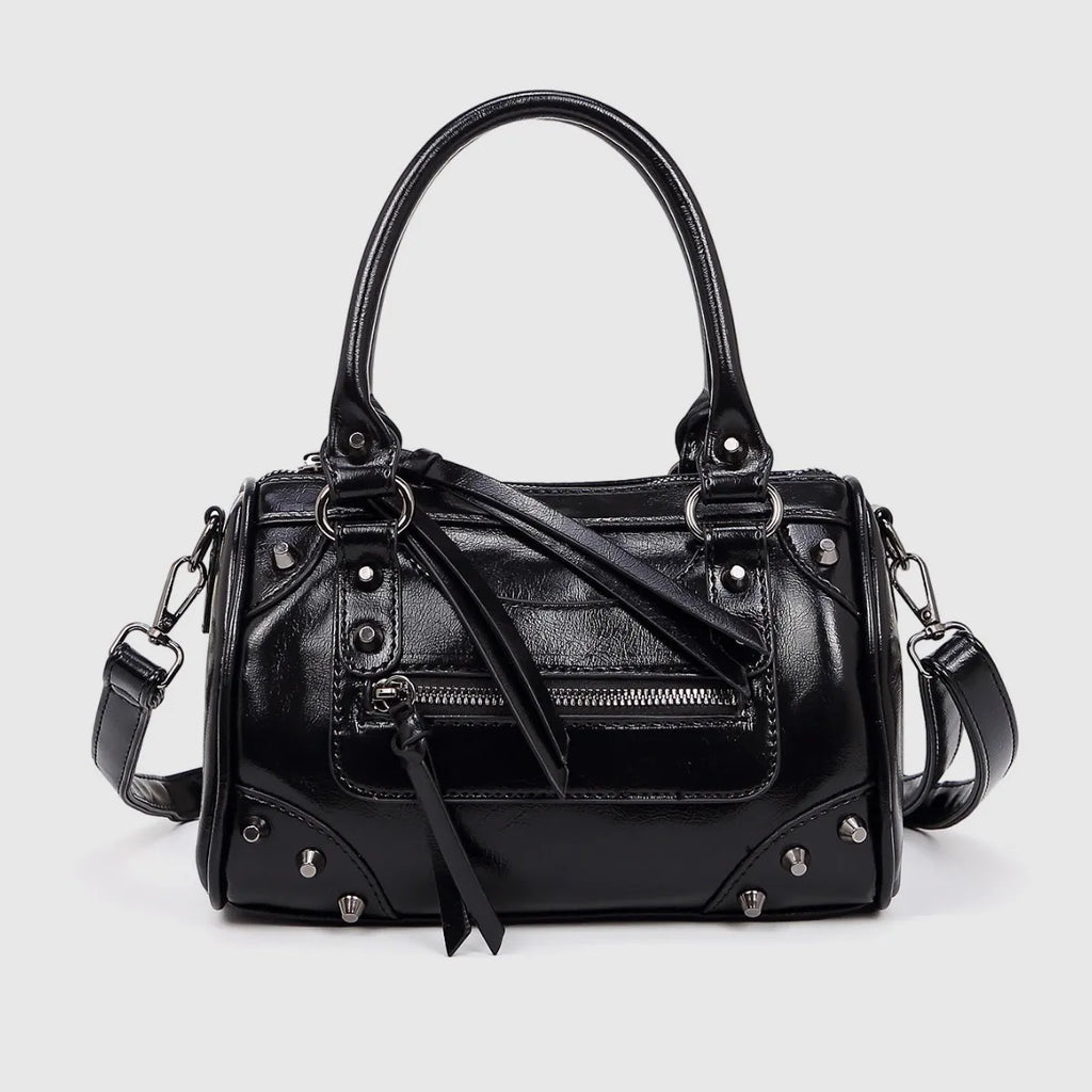 European and American Fashion Rivets Large Capacity Pillow Bag Bowling Motorcycle Handbag Single Shoulder Crossbody Women's Bag