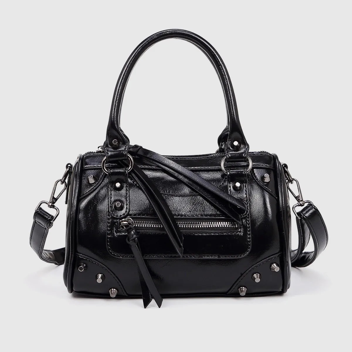 European and American Fashion Rivets Large Capacity Pillow Bag Bowling Motorcycle Handbag Single Shoulder Crossbody Women's Bag