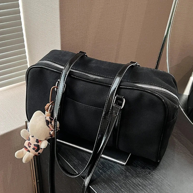 Casual Large Capaci Suede Bag Women 2026 New Autumn and Winter Retro Brown Commuter Shoulder Bag Pillow Bag Purses and Handbags